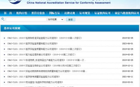 CNAS认可基本认可准则：CNAS-CL01~CL10
